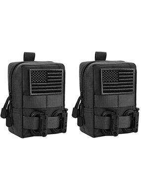2 Pack Molle Pouches - Tactical Compact Water-Resistant EDC Pouch Bag Small